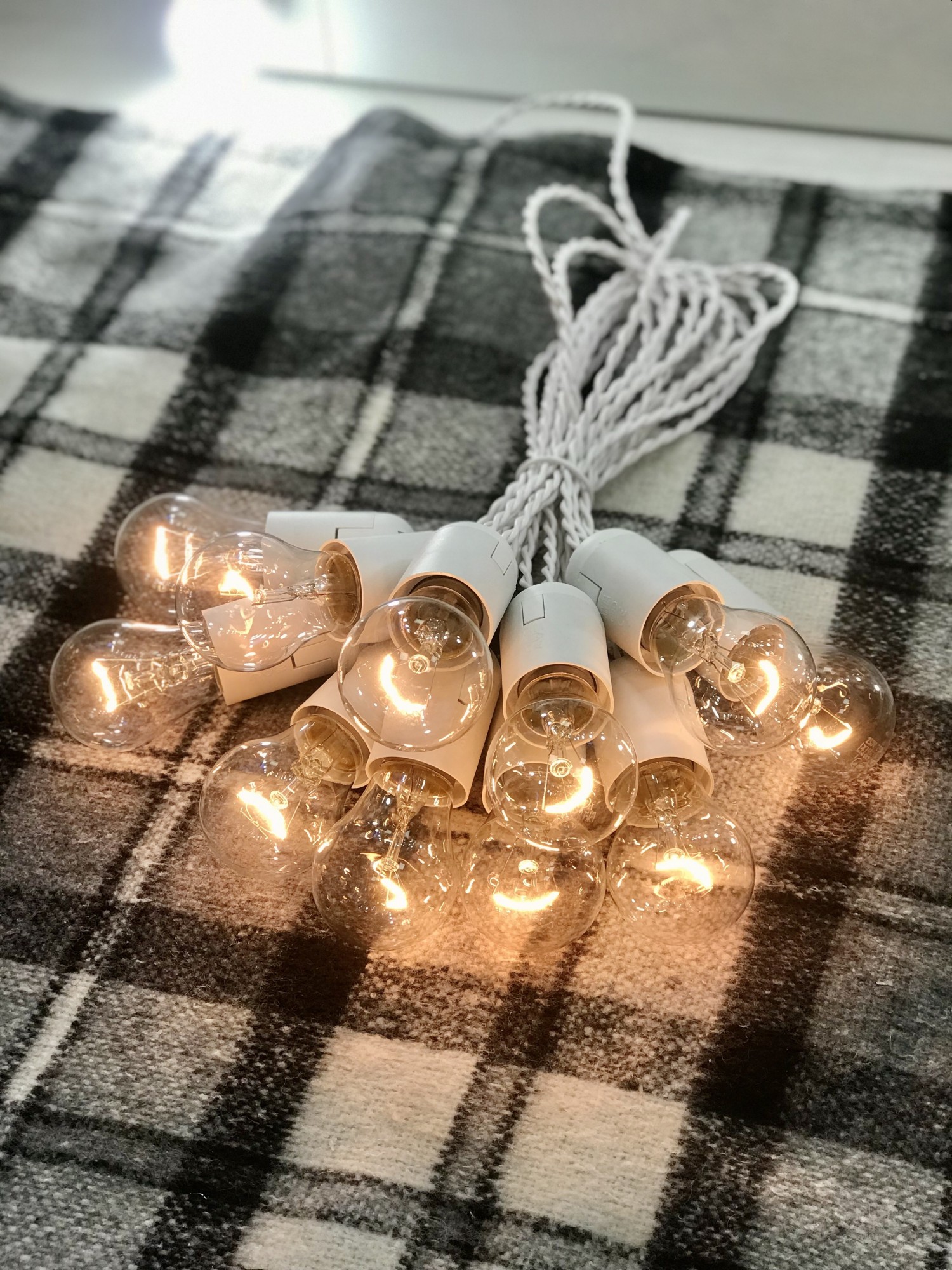 

Уличная Белая Ретро Гирлянда Эдисона 30 метров + 2 метра провода к вилке на 61 лампочку накаливания