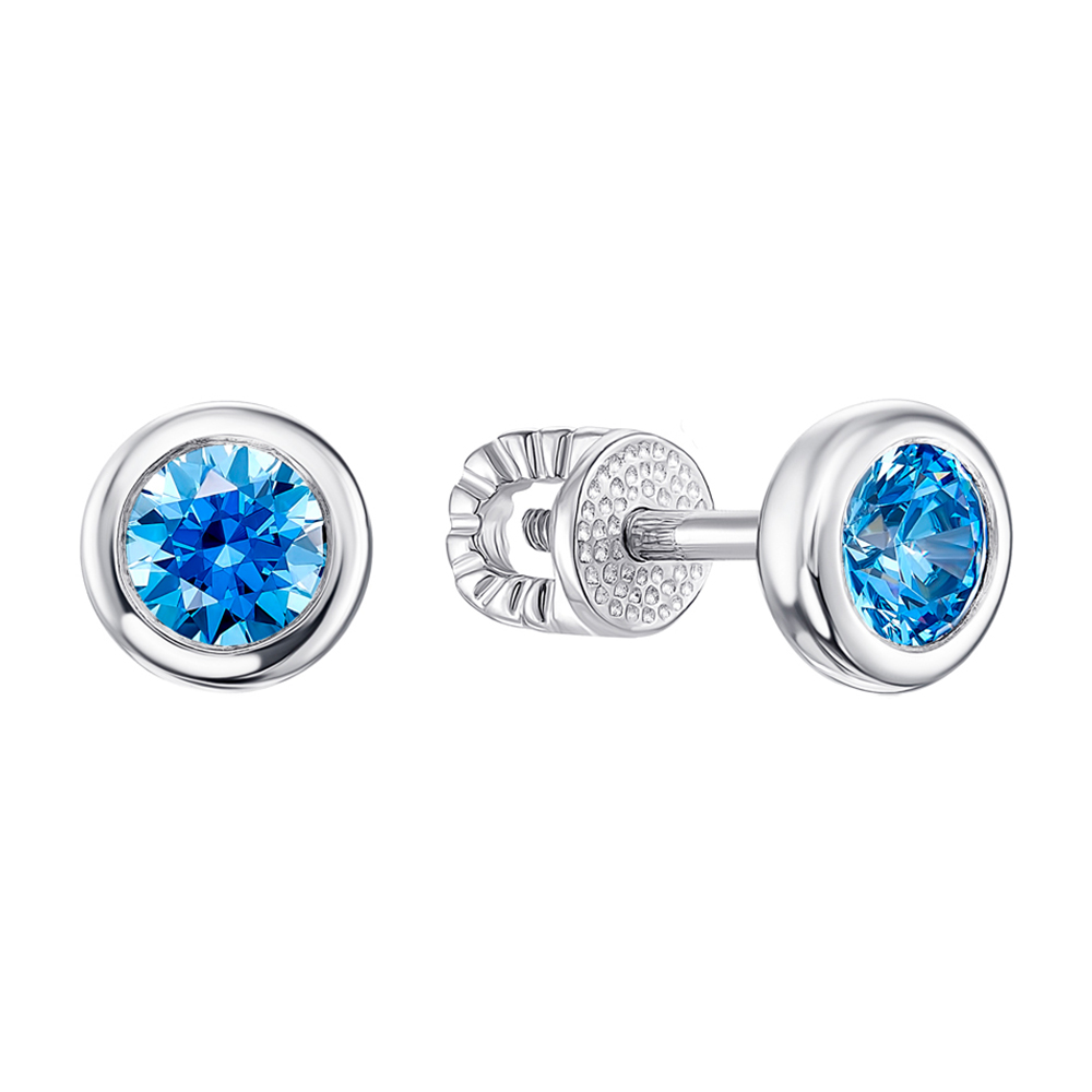 

Серебряные серьги-пусеты с голубым фианитом S Zirconia 000126846
