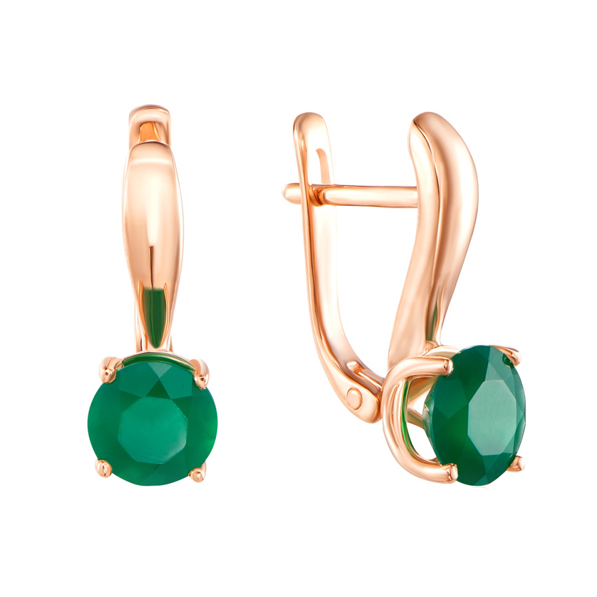 

Серьги из красного золота с зеленым агатом 000136573