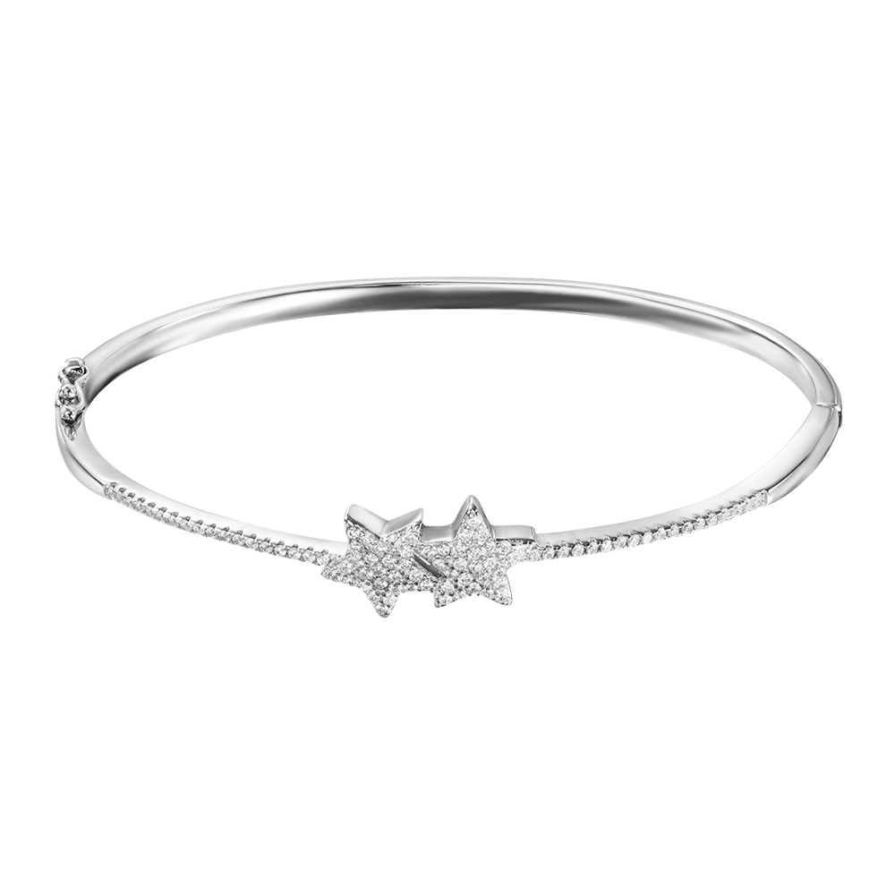 

Серебряный жесткий браслет с фианитами 000134669 без размера