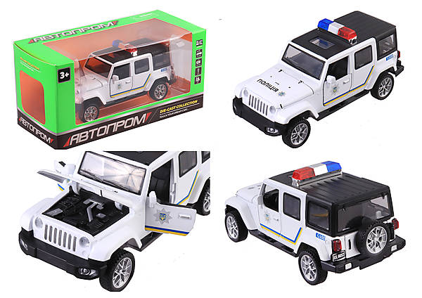 

Машина металл 1:32 2020 Wrangler-Police белая, свет, звук Автопром (6628P)