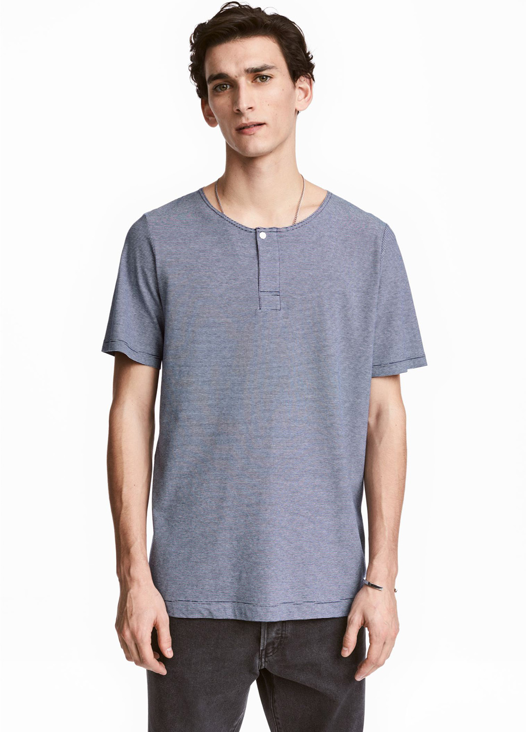 

Футболка H&  Синий 0469035_полоска_03, Футболка H&M M Синий 0469035_полоска_03
