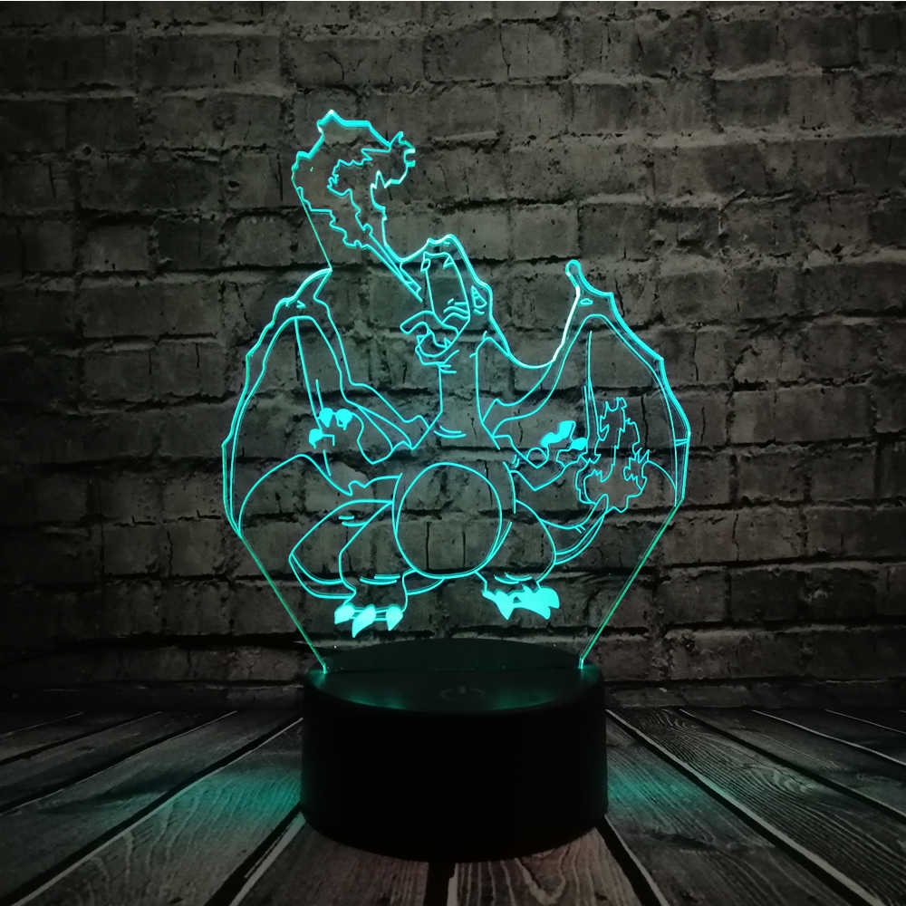 

3D светильник с пультом и аккумулятором 3D Lamp Покемон Чаризард(LP-18237)