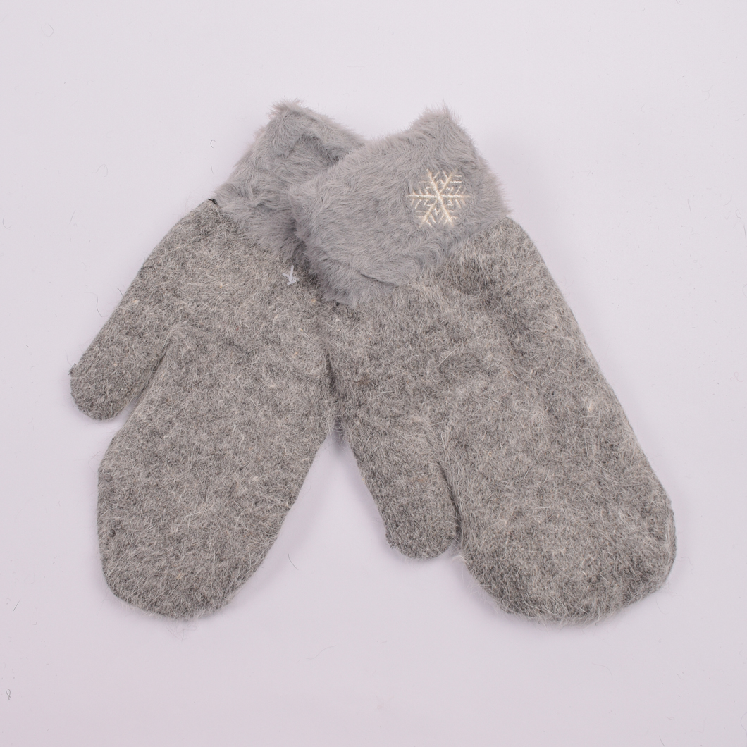 

Варежки женские со снежинкой Корона. G0811-4
