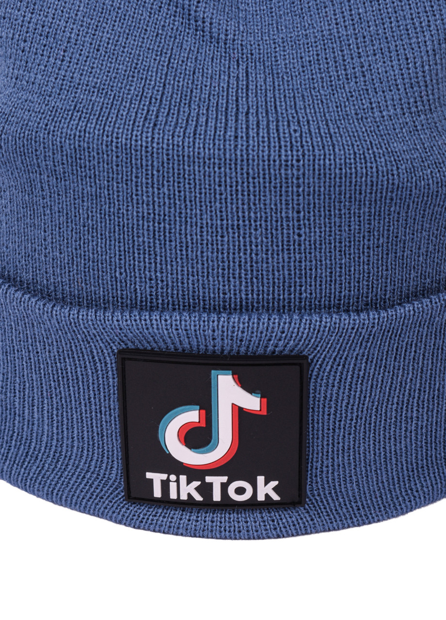 

Шапка унисекс с отворотом TikTok 21-9. Цвет: Синий