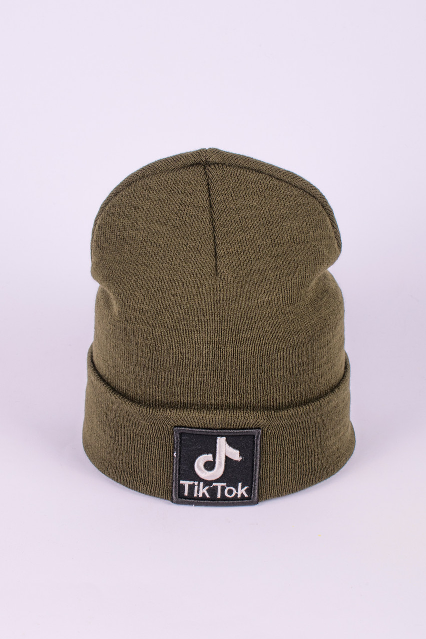 

Шапка унисекс с отворотом TikTok 10-6. Цвет: Мох