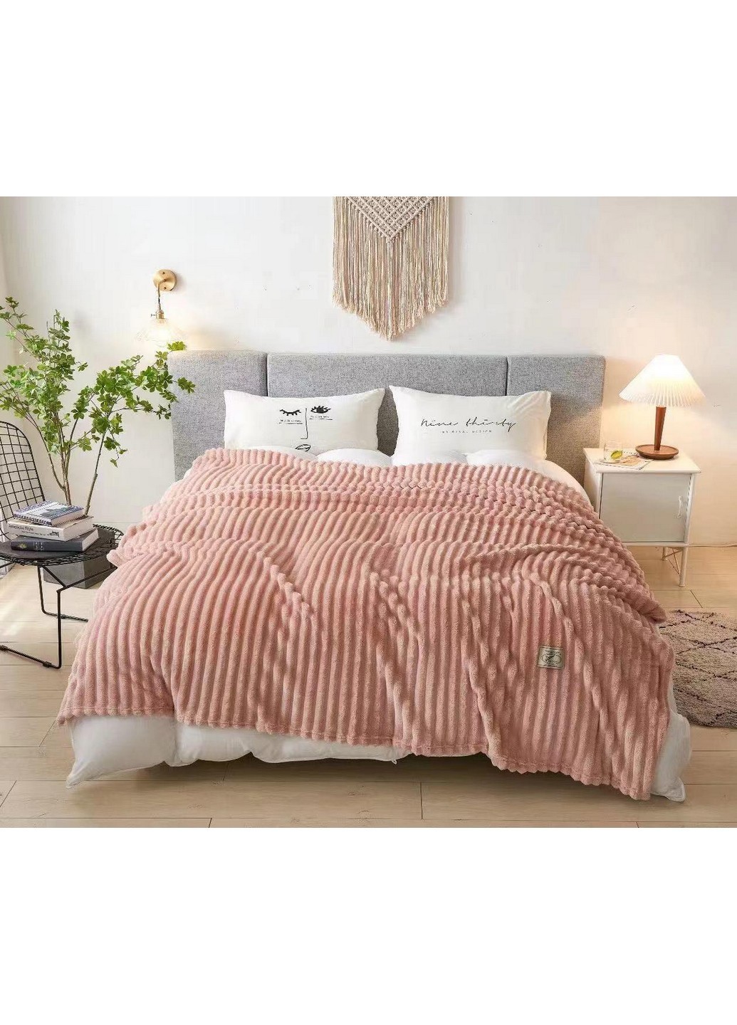 

Плед теплый евро Колорфул велюр розовый 200*230