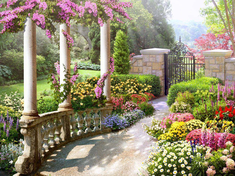 

Фотообои Walldeco Цветы у каменной дорожки №32300 Бриз
