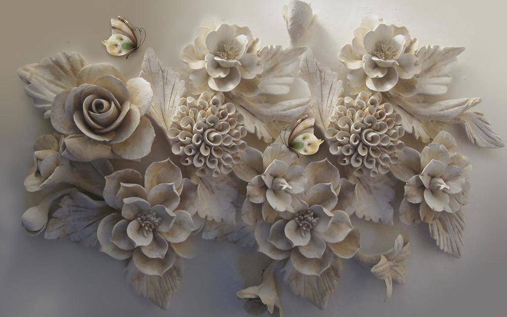 

Фотообои Walldeco Цветы из шпаклевки на стене №33955 Фреска