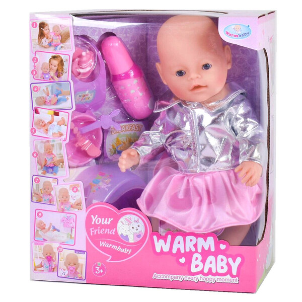 

Пупс функциональный детский Warm Baby 10 функций с горшком бутылочкой и аксессуарами (1460840)