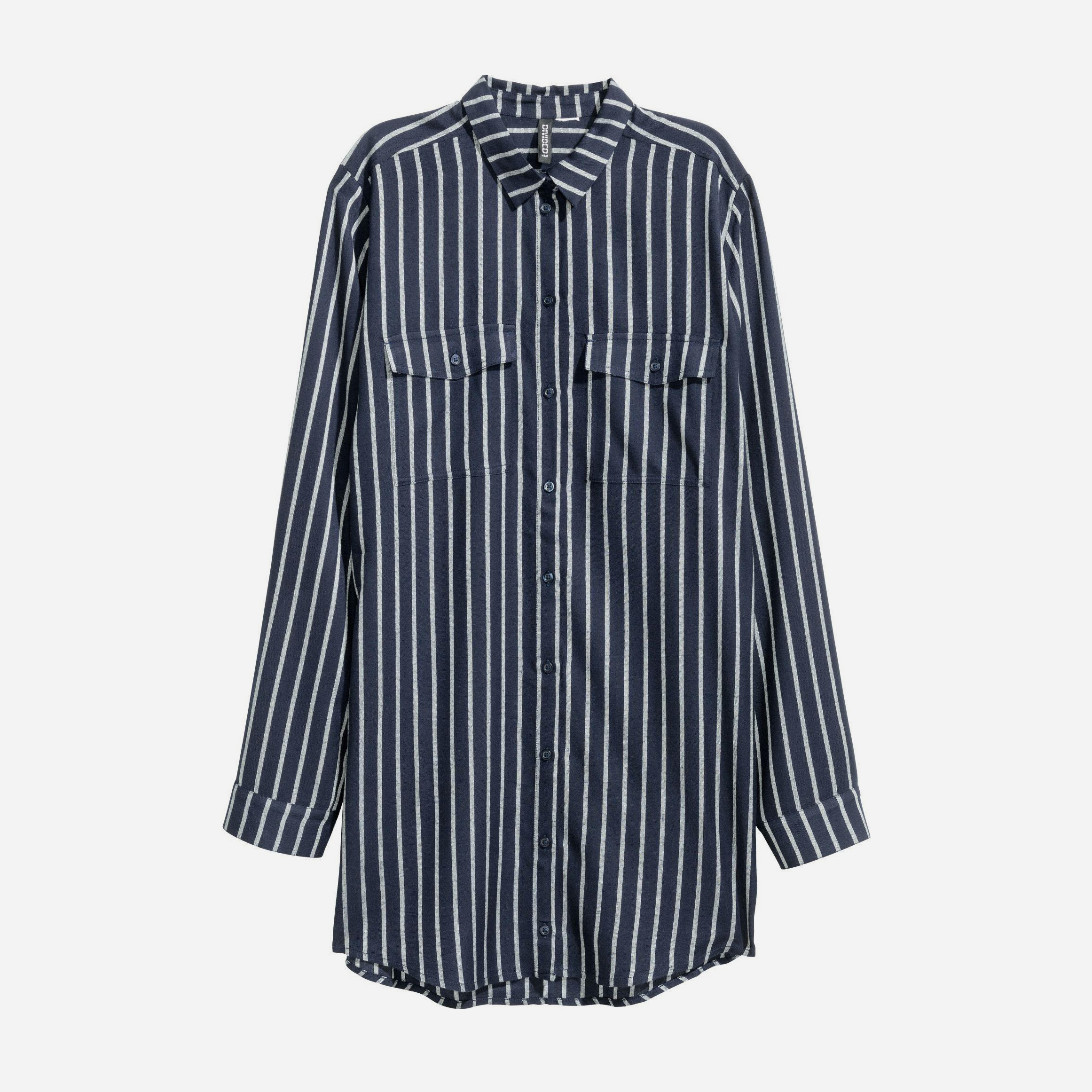 

Рубашка H&M 3986204-ACSK 36 Темно-синяя с белым