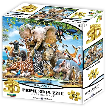 

3D Пазл "Животные сафари", 63 элемента - Prime 3D (20-1021368)