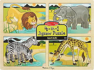 

Деревянные пазлы 4 в 1 "Сафари", 16 элементов - Melissa&Doug (20-451293)