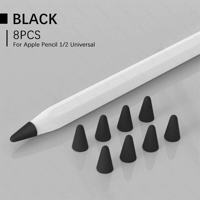 

Чехол TPU Goojodoq для наконечника стилуса Apple Pencil (1-2 поколение) (8шт) Black
