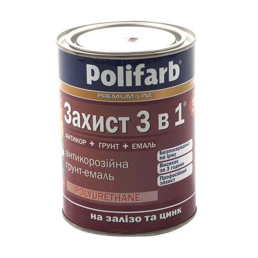 

Эмаль алкидная Polifarb защита 3в1 вишневая, 0,9 кг (11851091)