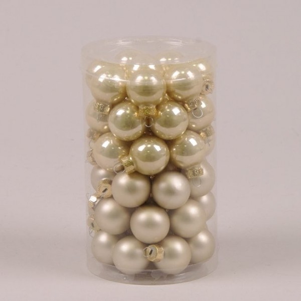 

Шарики стеклянные 2,5 см. золотые-шампань (48 шт.) Flora 44522 (NAT09360)
