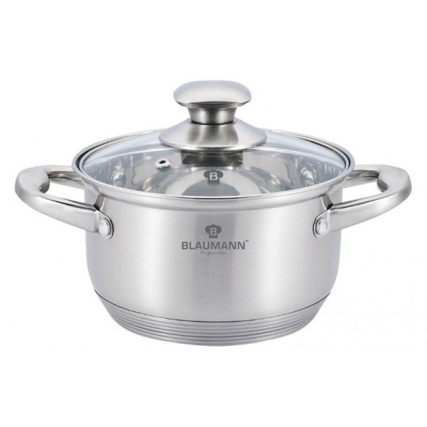 

Кастрюля Blaumann Gourmet 3.8л Ø20х12.5см из нержавеющей стали со стеклянной крышкой