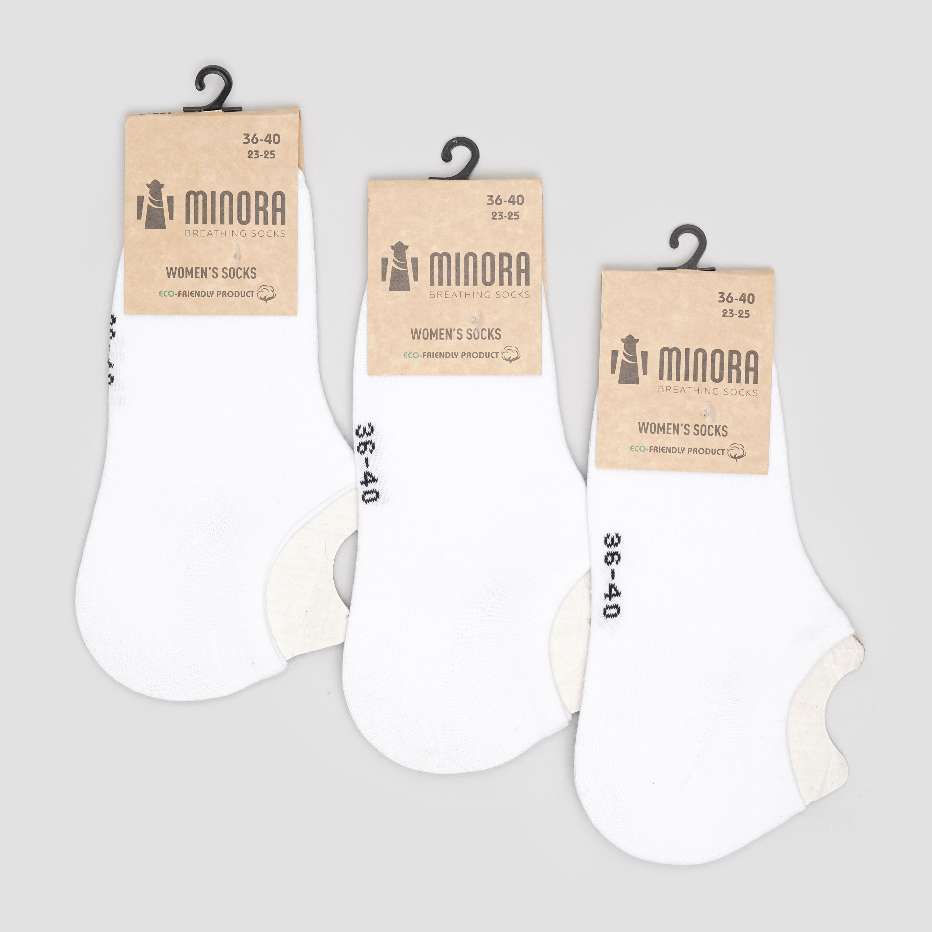 

Набор носков Minora 0413 - 3 пары Белый, Набор носков Minora 0413 36-40 3 пары Белый