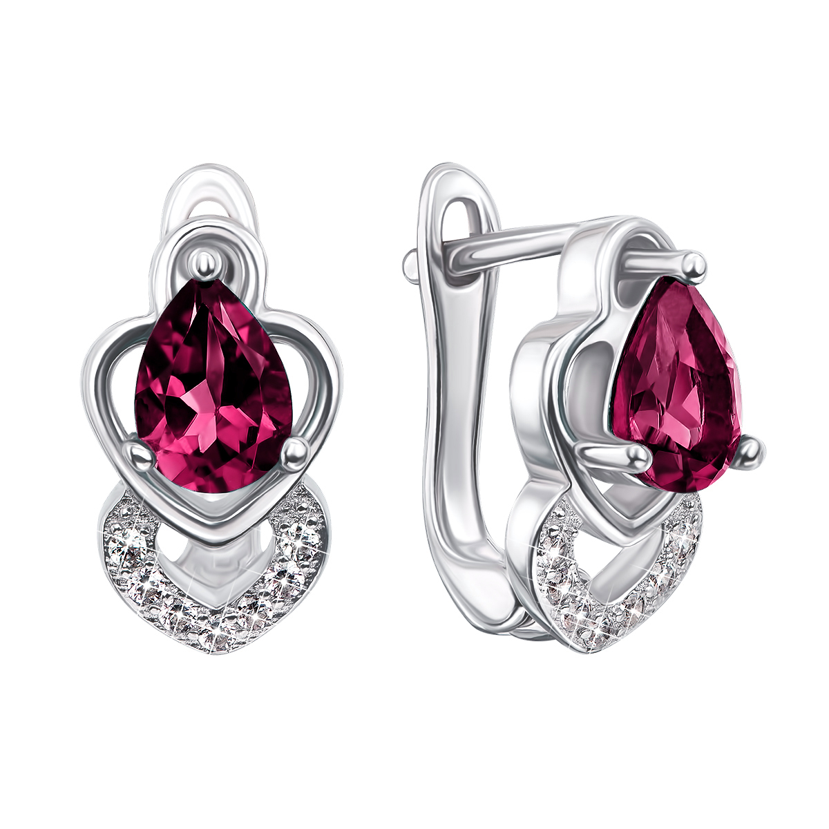 

Серебряные серьги с рубинами и фианитами 000133479