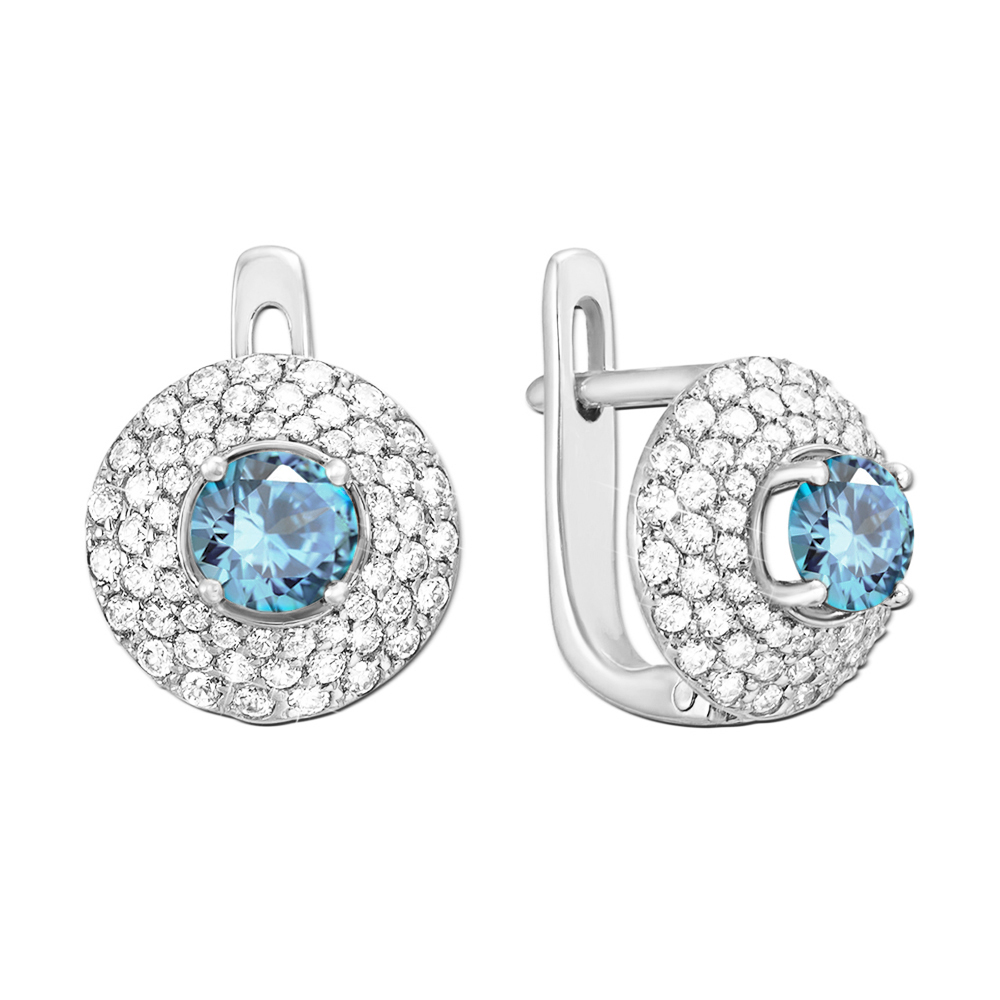 

Серьги из белого золота с топазами и фианитами 000146341