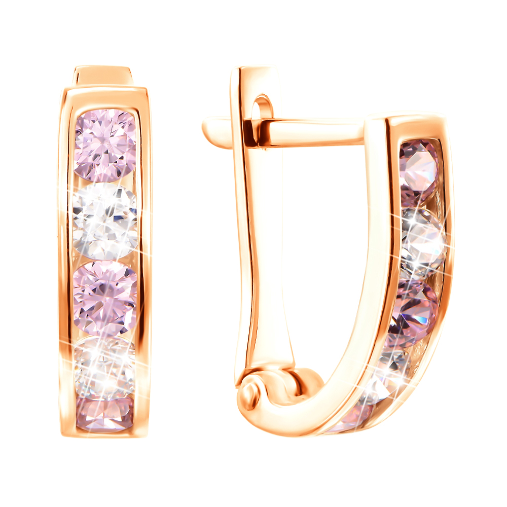

Серьги в красном золоте с фианитом S Zirconia розового и белого цвета 000099264