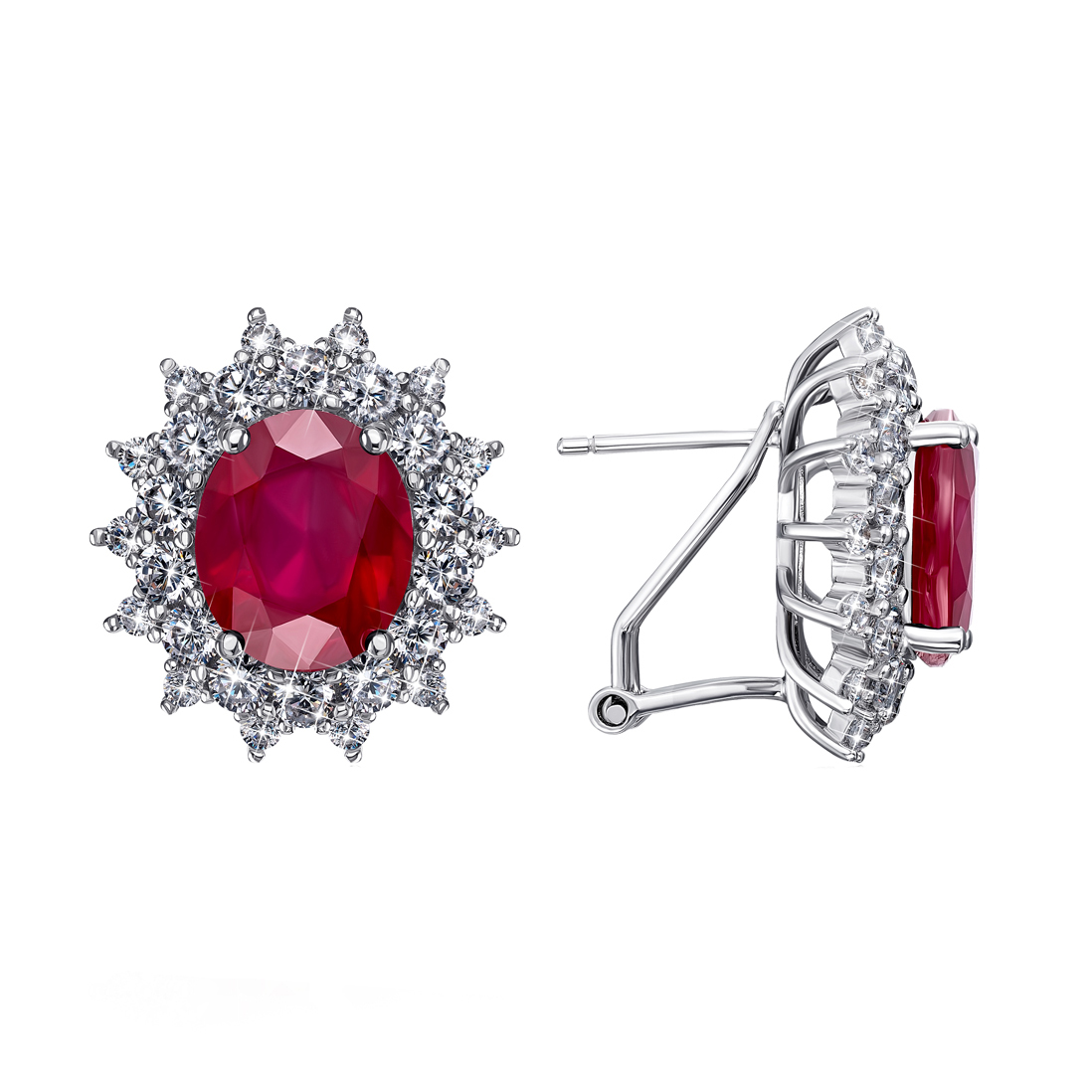 

Серебряные серьги с рубинами и фианитами 000133833