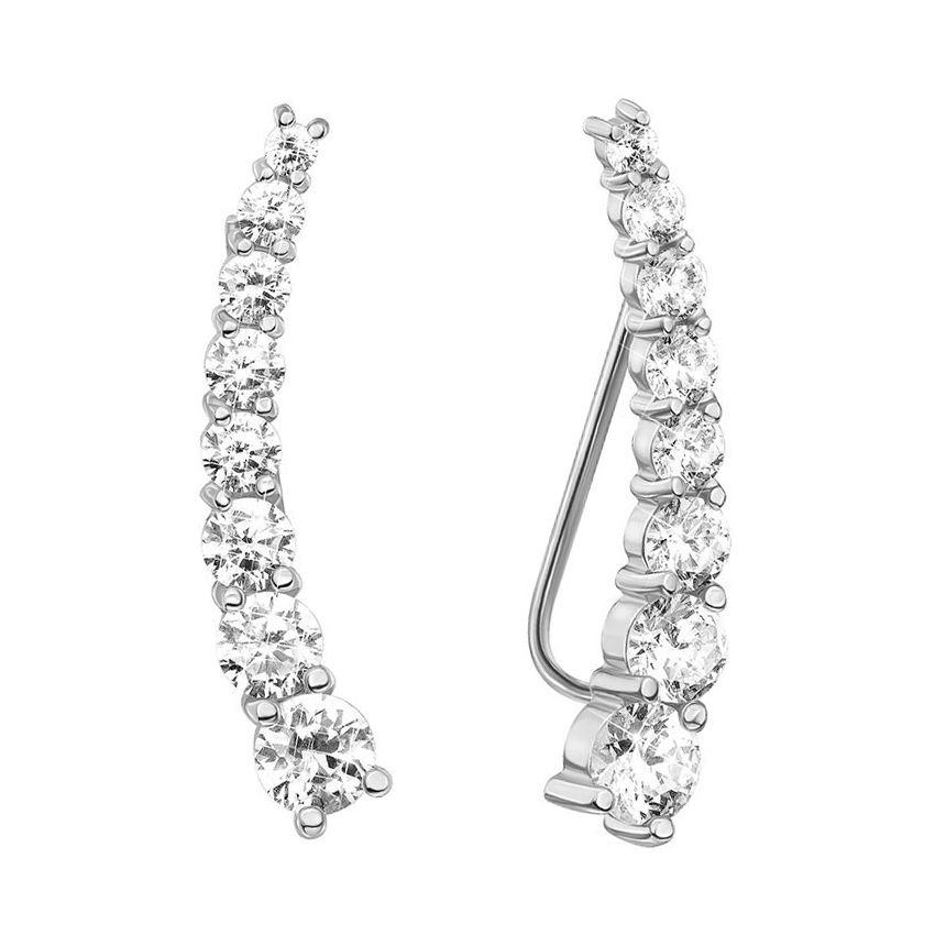 

Серьги-каффы из белого золота с дорожкой циркония 000129250