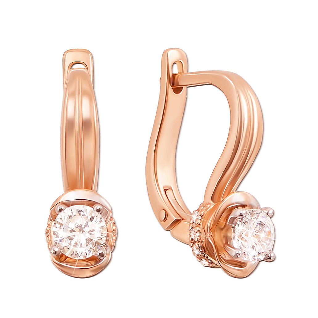 

Серьги из красного золота с фианитами 000133318