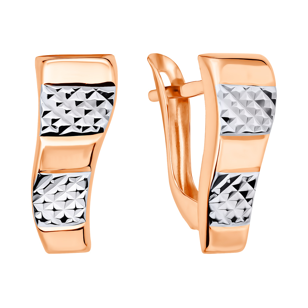 

Золотые серьги в комбинированном цвете с алмазной гранью 000134945