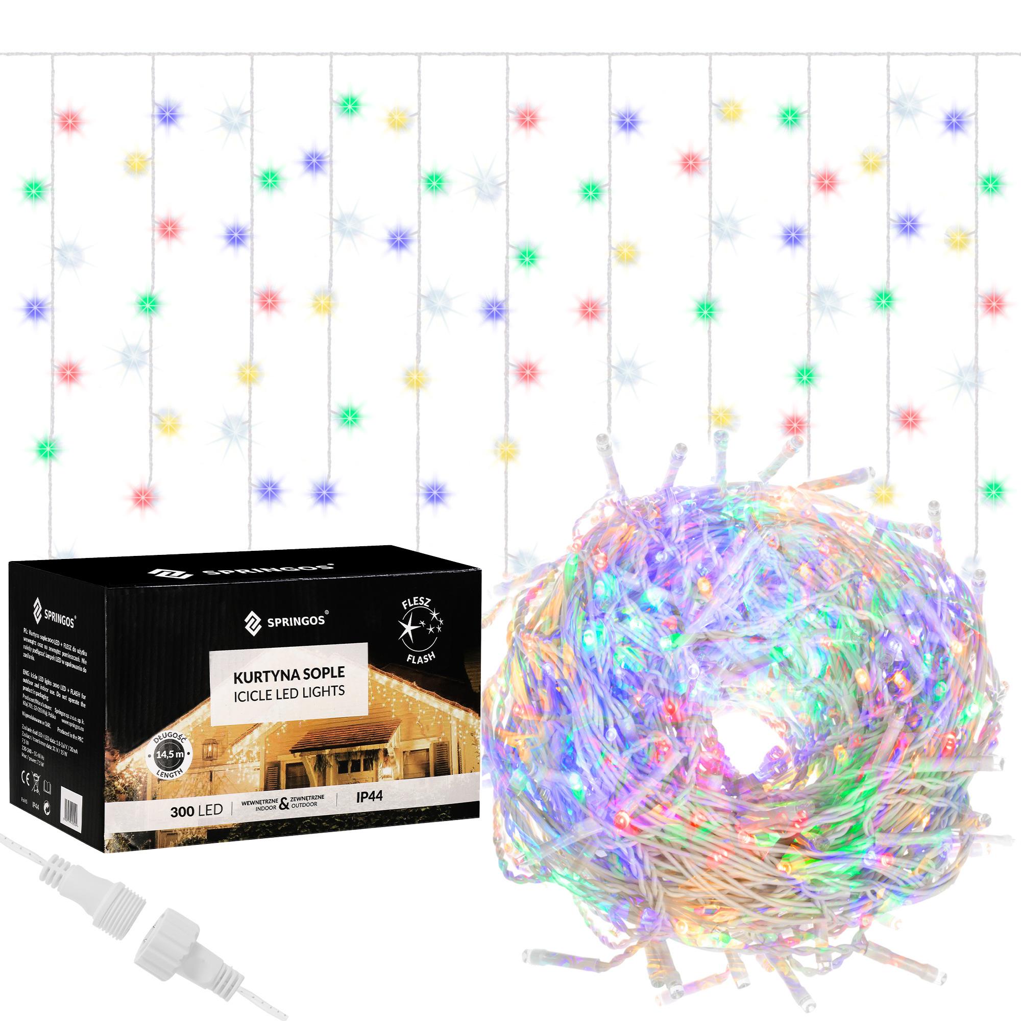 

Гирлянда бахрома уличная (наружная) Springos 12 м 300 LED + Flash CL0319 Mix