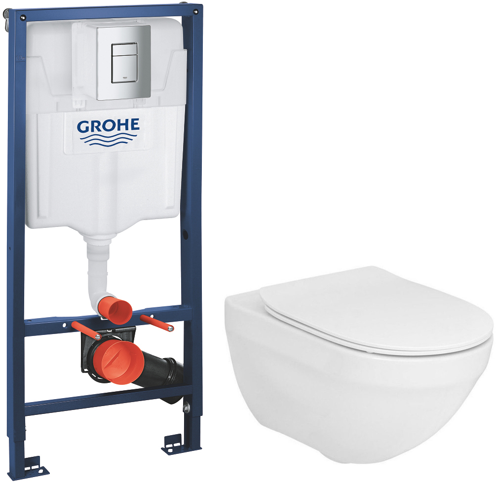 

Инсталляция GROHE Rapid SL 38772001 с панелью смыва Skate Cosmopolitan 38775001 + унитаз ROCA Hebe Rimless A34H138000 с сиденьем Soft Close дюропласт