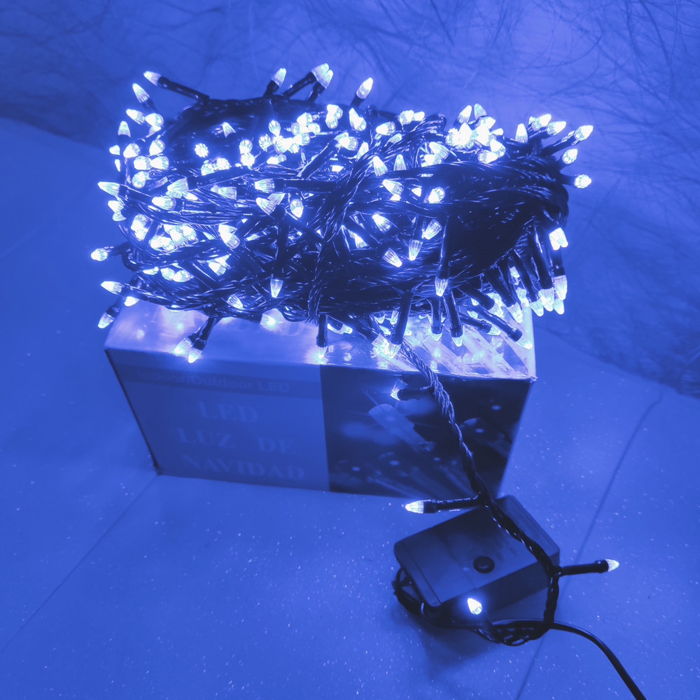 

Гирлянда светодиодная 16.5 м 400LED Arts Pine коническая лампа с черным проводом 8 режимов Синий (VK-7467) TRG-86438