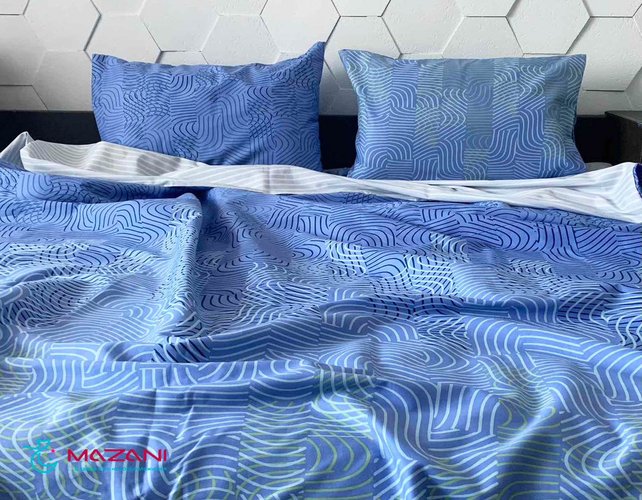 

Семейный комплект постельного белья Mazani Лабиринт 50х70 см, 150х220 см, на резинке 160х200х25 см