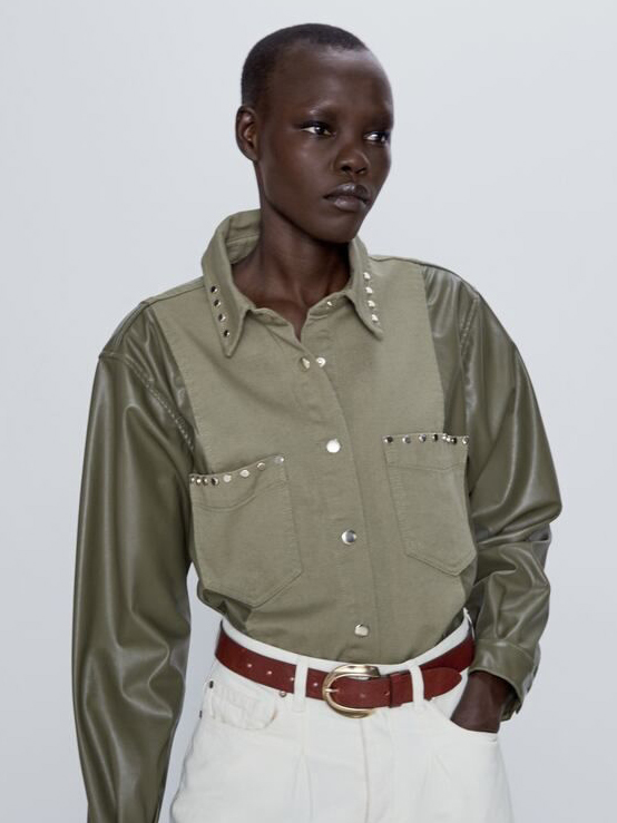 

Рубашка Zara 1889/051/505  Оливковая, Рубашка Zara 1889/051/505 XS Оливковая