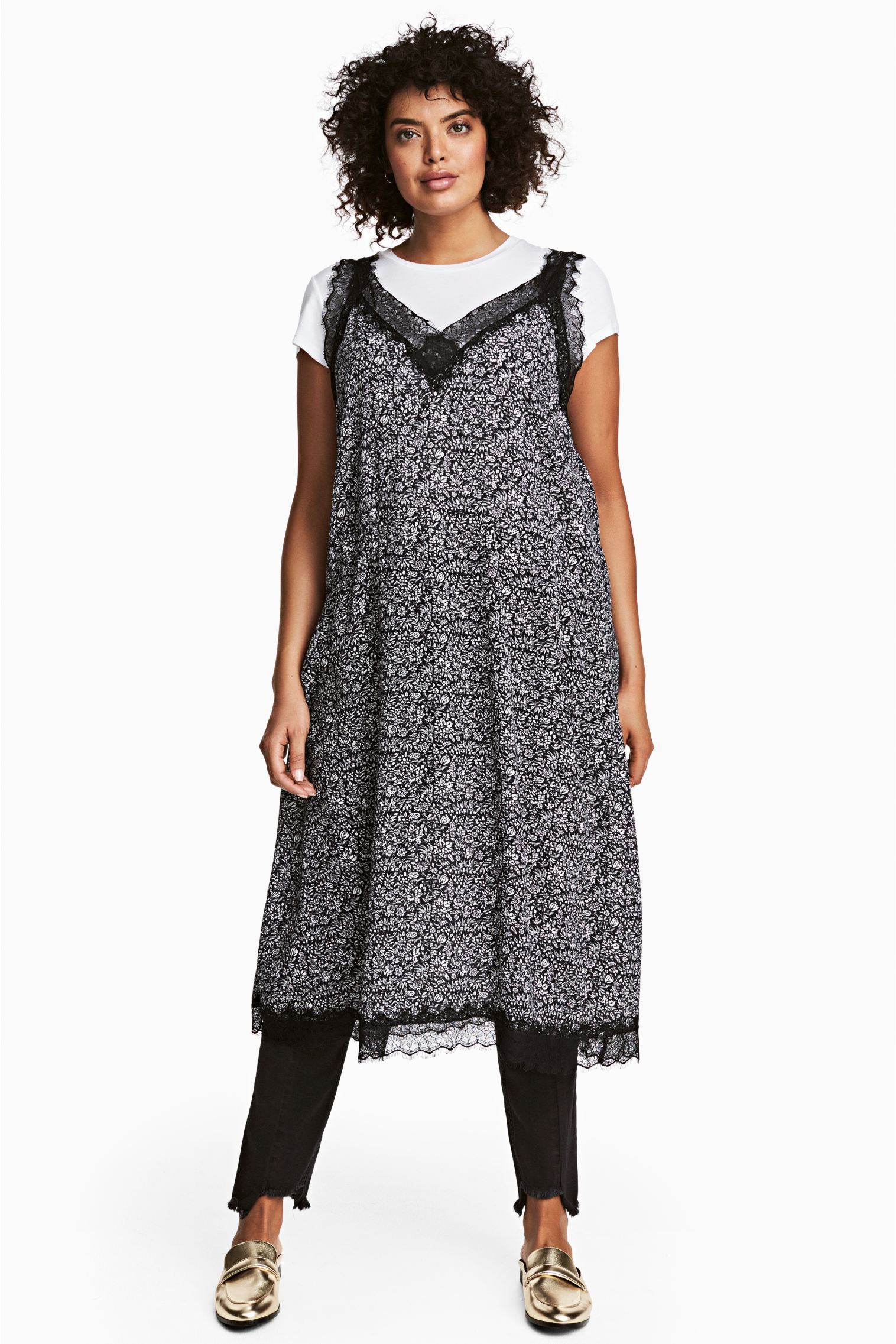 

Платье H&M 52 черный цветы 1011499218