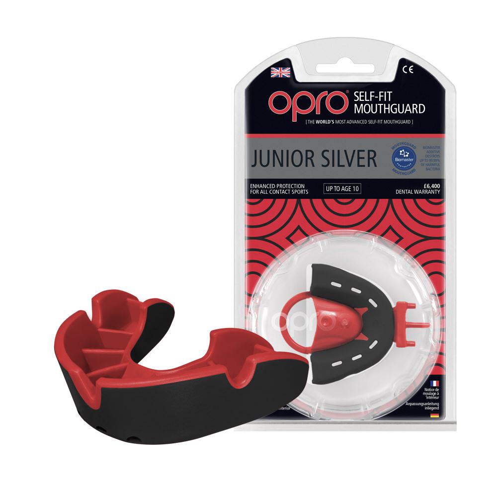 

Капа OPRO Junior Silver Black/Red (art.002190001)