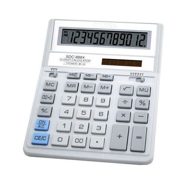 

Калькулятор электронный Citizen 12-разрядный 158 х 203.2 х 31 мм (SDC-888 XWH)
