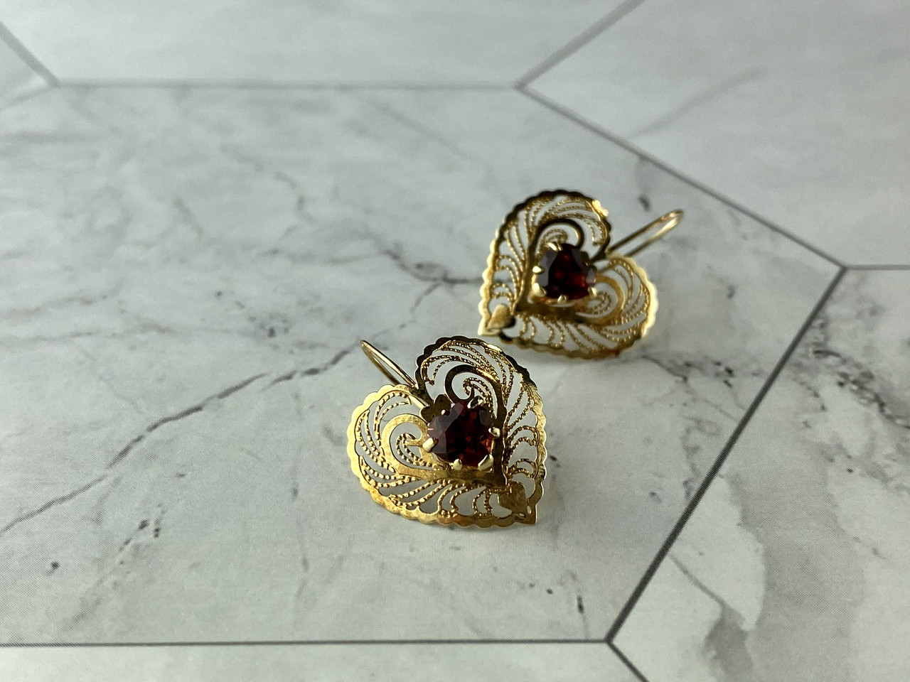 

Золотые Серьги С Гранатом Сердце Sky Jewelry 9090