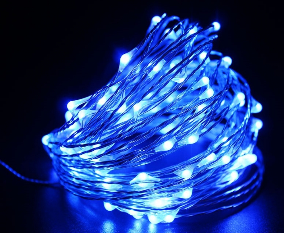 

Гирлянда светодиодная роса на батарейках 10 м, 100 LED (Синий) DTMA