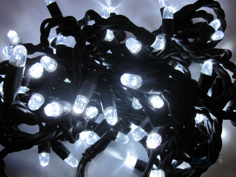 

Гирлянда светодиодная LED 100 белый на черных проводах DTMA
