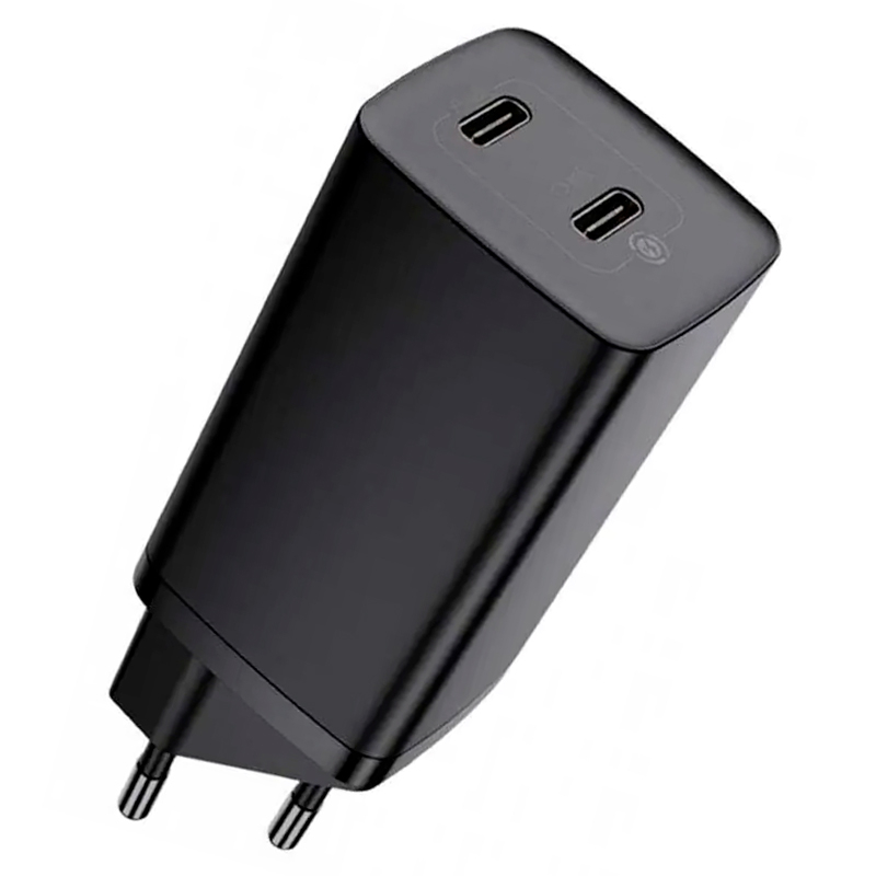 

Адаптер сетевой 2Type-C Baseus GaN Lite 65W 3A (CCGAN2L-E01) Black