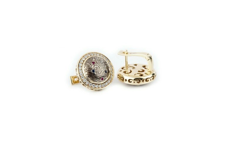 

Золотые серьги (750) с бриллиантами и цветными сапфирами Congress Diamond// B10E18
