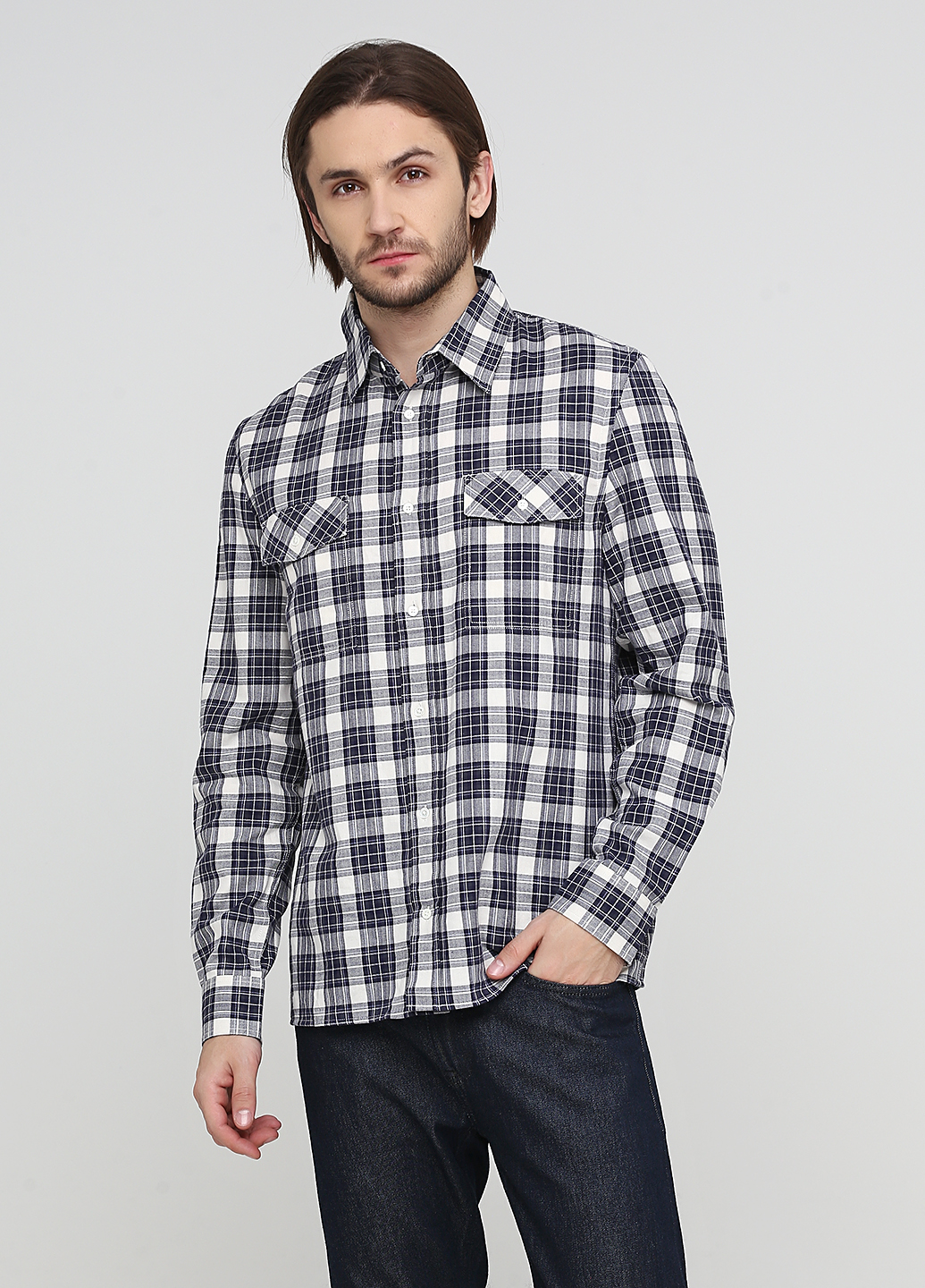 

Рубашка Nyden by H&M M Темно-синий 0229_руб.клет