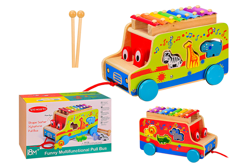 

Деревянная игрушка каталка-машинка ксилофон сортер Vi Vi Wood Toy VV213