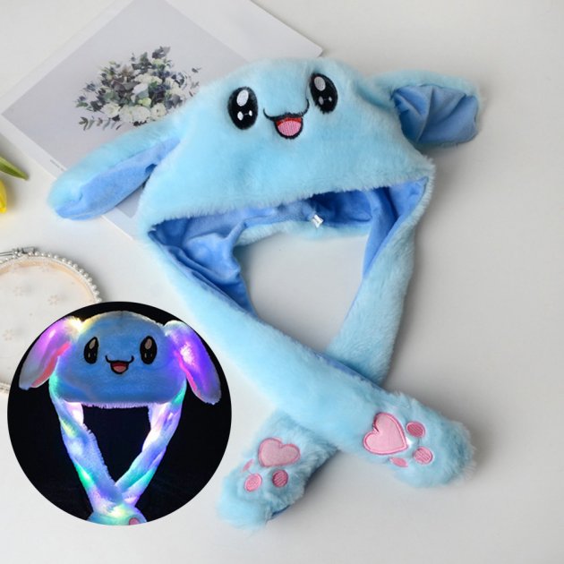 

Светящаяся шапка Kigurumi с двигающимися ушками Голубая 56 см