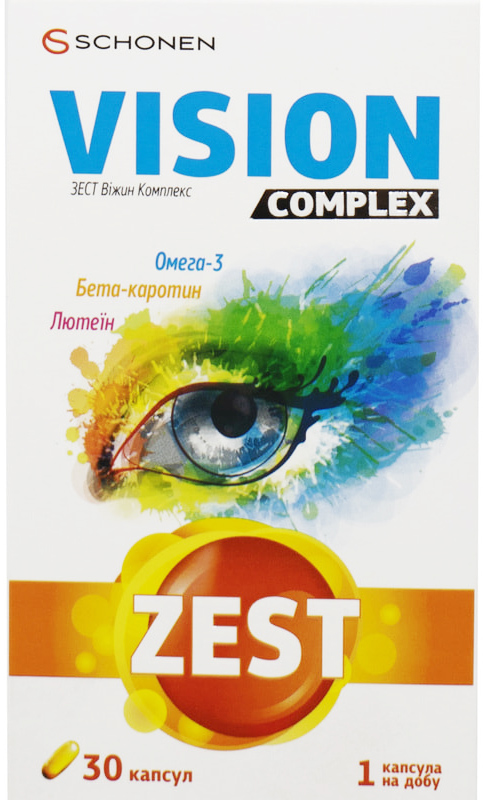 

Зест вижин комплекс Schonen ZEST® Vision Complex 30 капсул (7640158263037)