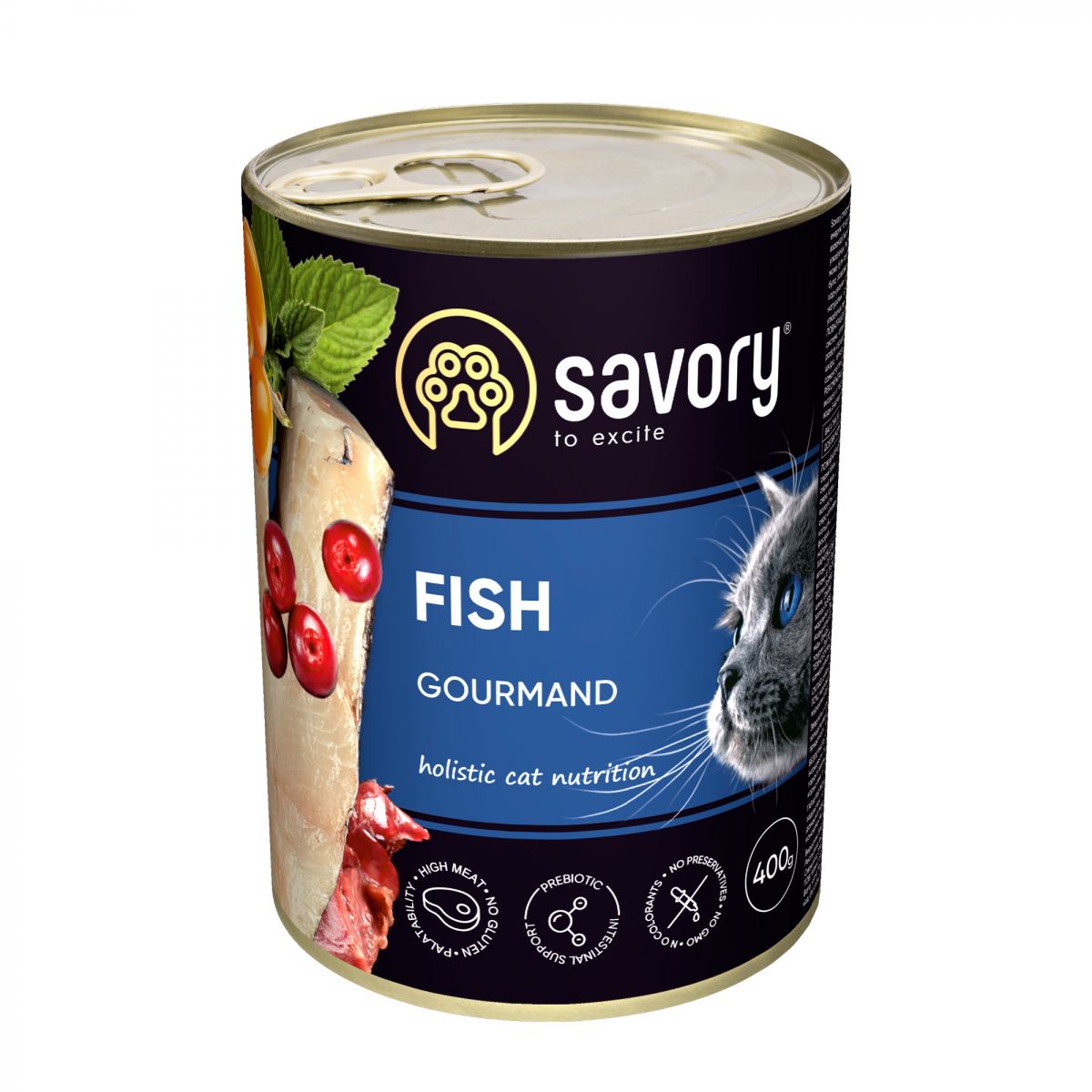 Влажный корм Savory для привередливых котов с рыбой 400 г (30655) от ...