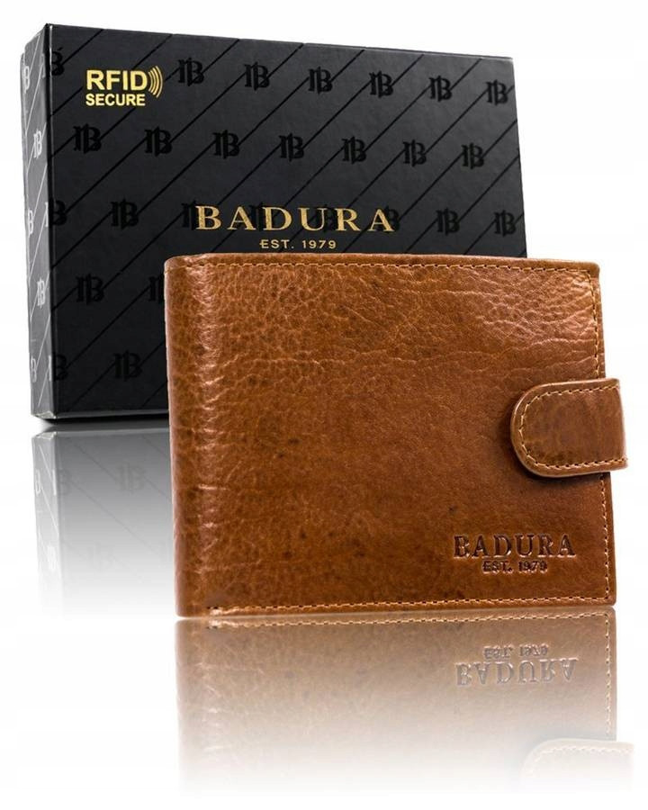

Мужской кожаный кошелек Badura с RFID 9,5 х 12 х 2,5 - светло-коричневый.