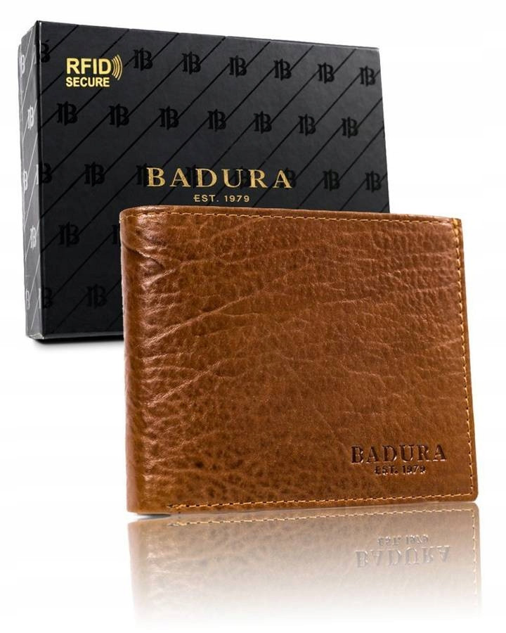 

Мужской кожаный кошелек Badura с RFID 10 х 12 х 2,5 - светло-коричневый.