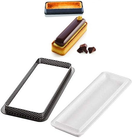

Форма для тартов 235x75 мм, h 20 мм + прямоугольное кольцо Silikomart (KIT TARTE RING RECTANGULAR 265x105 MM)